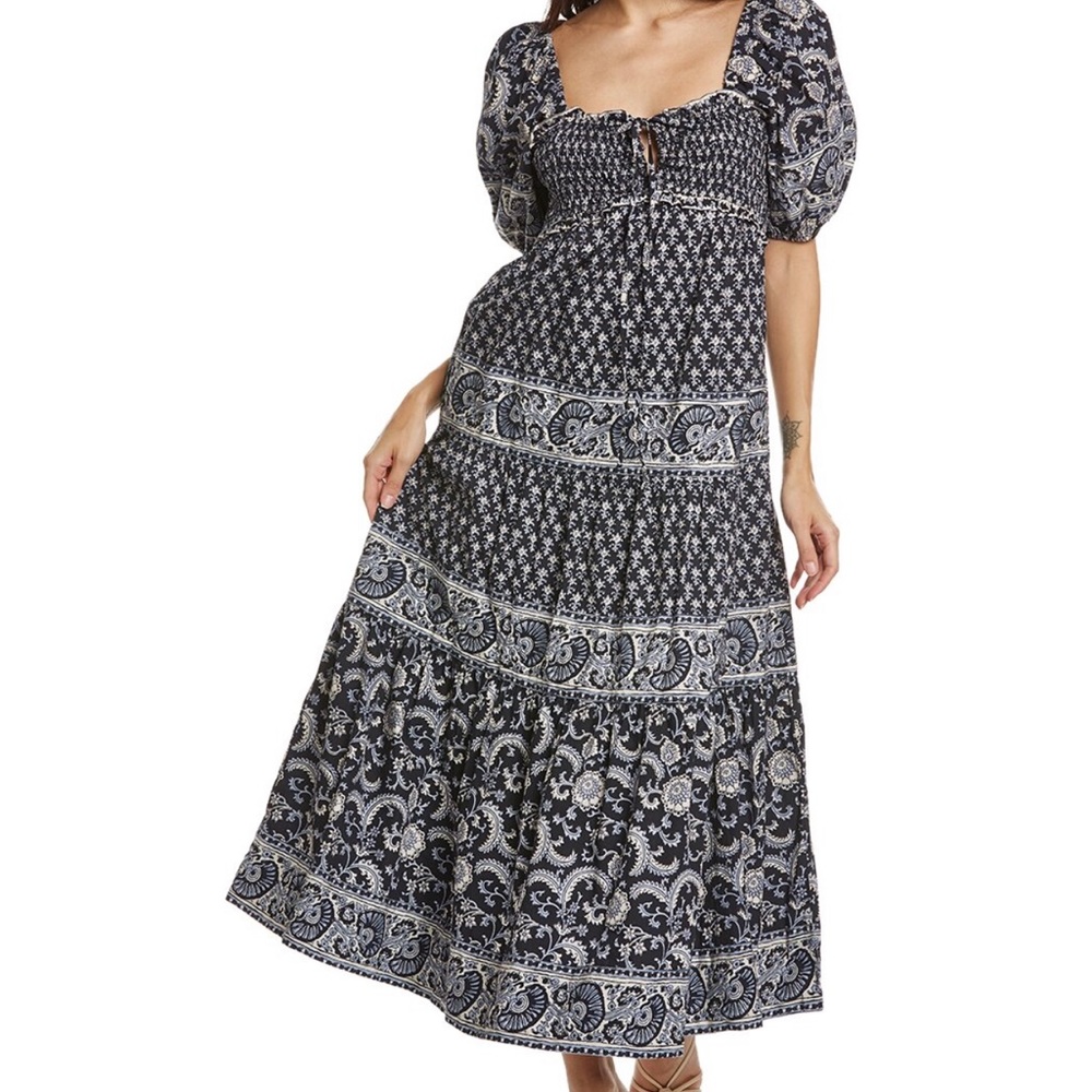 EUC Sea New York floral Jasper Tiered Puff Sleeve print maxi long dress XXS